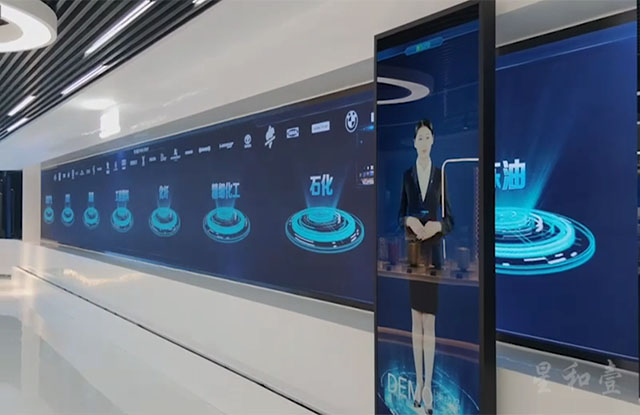 江蘇蘇州恒力展示中心企業(yè)館-虛擬主持人滑軌屏